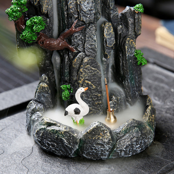 Quiet dust, resin alpine flowing water smoke backflow ornamental aromatherapy burner, creative landscape backflow incense burner crafts - Toy Collection