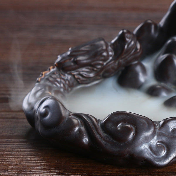 Original ceramic backflow aromatherapy stove, creative small purple sand dragon smoke backflow sandalwood stove handicraft ornament - Toy Collection