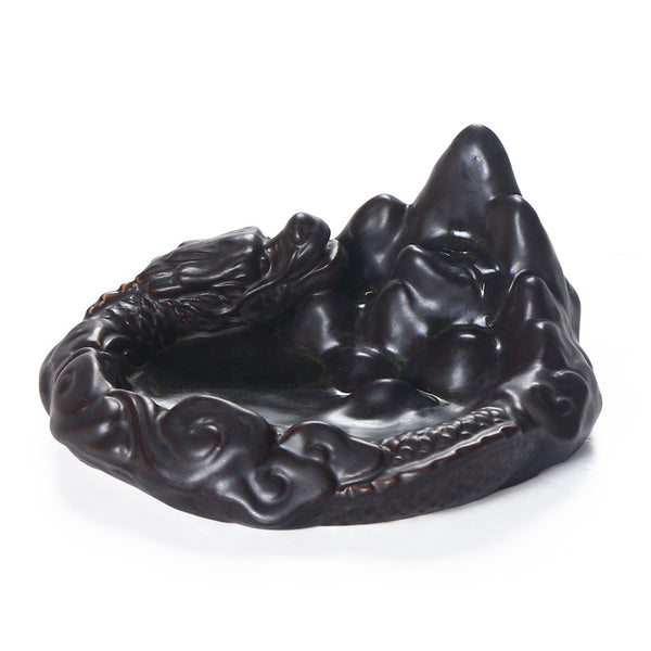 Original ceramic backflow aromatherapy stove, creative small purple sand dragon smoke backflow sandalwood stove handicraft ornament - Toy Collection