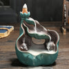 Ceramic green lotus backflow incense burner, small novice aromatherapy burner ornament, handicrafts, more incense every year - Toy Collection