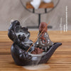 Ceramic backflow incense burner, antique lotus pond moonlight Tathagata aromatherapy burner home ornament Guanyin original - Toy Collection