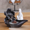 Ceramic backflow incense burner, antique lotus pond moonlight Tathagata aromatherapy burner home ornament Guanyin original - Toy Collection