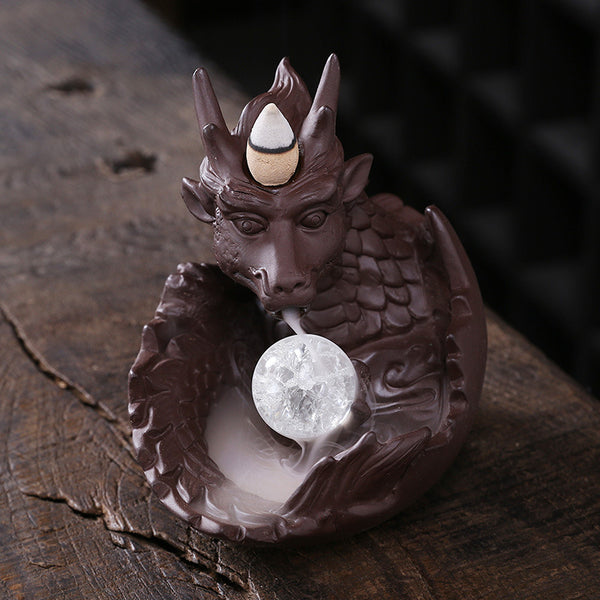 Purple sand smoke backflow aromatherapy burner, creative Xiao Long play beads incense burner home jewelry handicraft ornament - Toy Collection