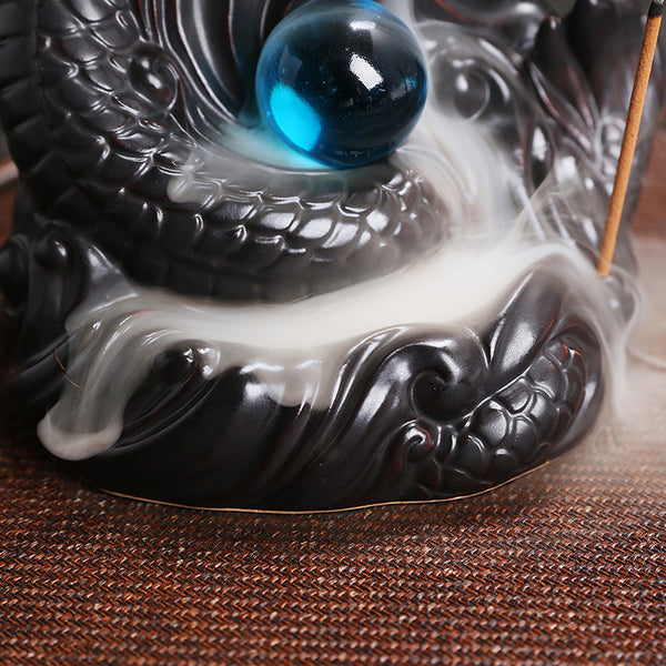 Original and classic Chinese dragon backflow incense burner creative ceramic large, dragon play bead incense burner, home decoration wholesale - Toy Collection