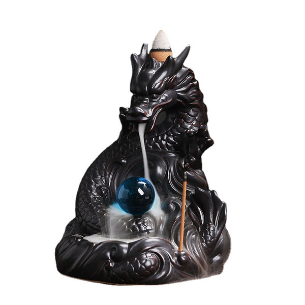 Original and classic Chinese dragon backflow incense burner creative ceramic large, dragon play bead incense burner, home decoration wholesale - Toy Collection
