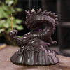 Ceramic Chinese-style auspicious dragon backflow incense burner, creative LED light backflow sandalwood burner, original home jewelry ornament - Toy Collection