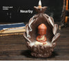 Western Sansheng Backflow Incense Burner, Tower Incense Creative Purple Sand Lotus Aromatherapy Burner Rulai Smoke Backflow Incense - Toy Collection