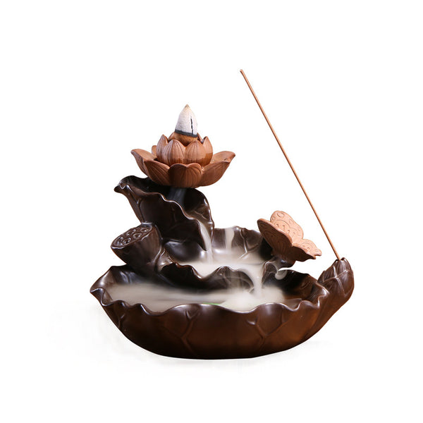 Ceramic Aromatherapy Burner Backflow Incense Burner, Creative Lotus Pond Moonlight Incense Burner Tea Ceremony Ornament Incense Burner Lotus Leaf - Toy Collection