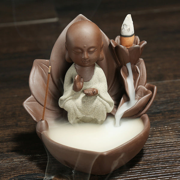 Original Backflow Incense Burner Ceramic, Lotus Western Sansheng Creative Small Purple Sand Incense Burner Ornament Sandalwood Aromatherapy Burner - Toy Collection