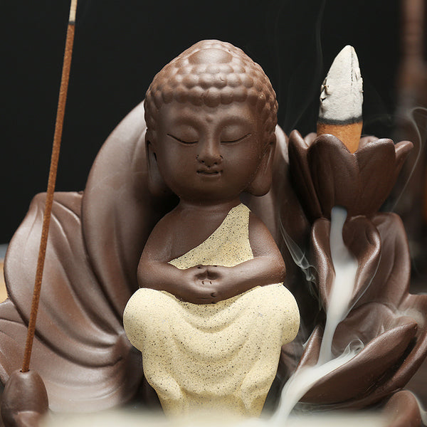 Original Backflow Incense Burner Ceramic, Lotus Western Sansheng Creative Small Purple Sand Incense Burner Ornament Sandalwood Aromatherapy Burner - Toy Collection