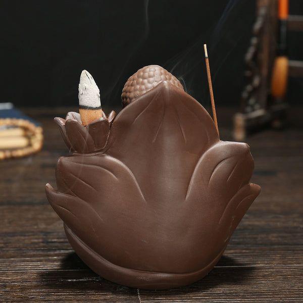 Original Backflow Incense Burner Ceramic, Lotus Western Sansheng Creative Small Purple Sand Incense Burner Ornament Sandalwood Aromatherapy Burner - Toy Collection
