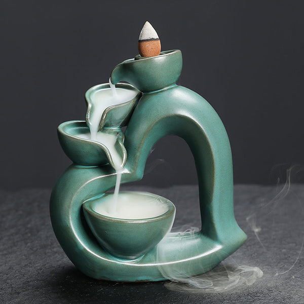 Ceramic backflow aromatherapy burner has both sides, creative European and American love Valentine's Day sandalwood backflow incense burner ornament - Toy Collection