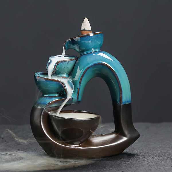 Ceramic backflow aromatherapy burner has both sides, creative European and American love Valentine's Day sandalwood backflow incense burner ornament - Toy Collection