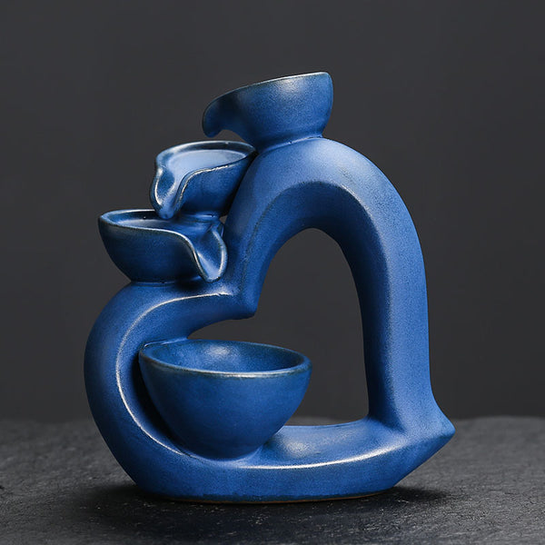 Ceramic backflow aromatherapy burner has both sides, creative European and American love Valentine's Day sandalwood backflow incense burner ornament - Toy Collection