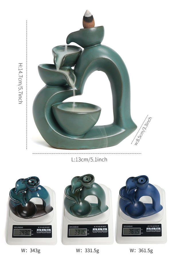 Ceramic backflow aromatherapy burner has both sides, creative European and American love Valentine's Day sandalwood backflow incense burner ornament - Toy Collection