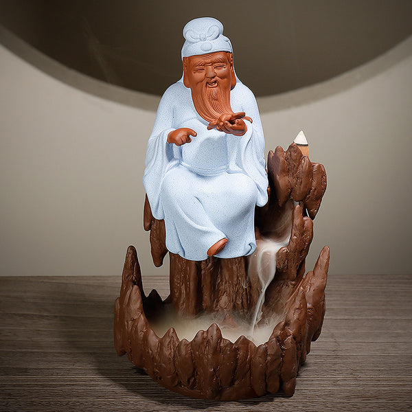 New purple sand ornamental backflow incense burner, creative alpine and flowing water Fulushou smoke backflow aromatherapy burner home ornament - Toy Collection