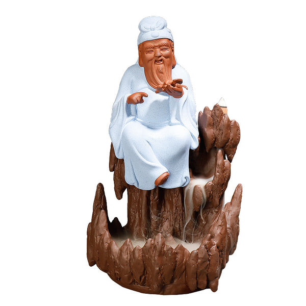 New purple sand ornamental backflow incense burner, creative alpine and flowing water Fulushou smoke backflow aromatherapy burner home ornament - Toy Collection