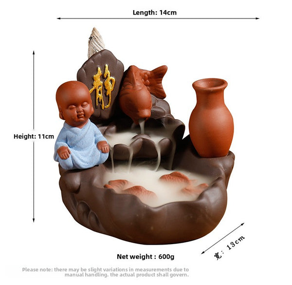 New purple sand sandalwood smoke backflow incense burner home decoration creative alpine water lotus incense road purple sand crafts - Toy Collection