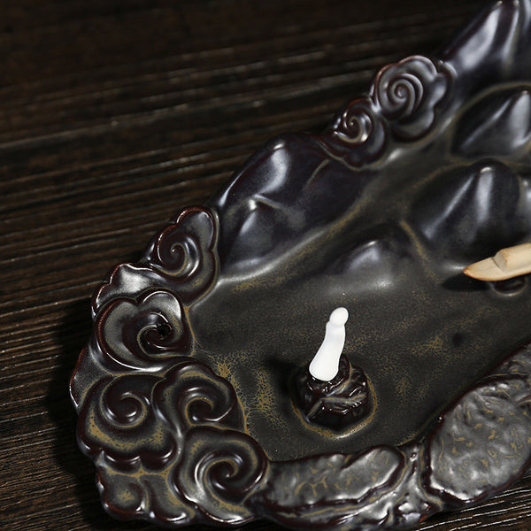 Original ceramic incense burner, antique alpine and flowing water backflow incense burner incense burner incense tower incense burner Buddhist crafts - Toy Collection