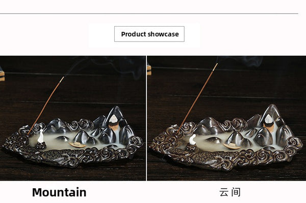 Original ceramic incense burner, antique alpine and flowing water backflow incense burner incense burner incense tower incense burner Buddhist crafts - Toy Collection