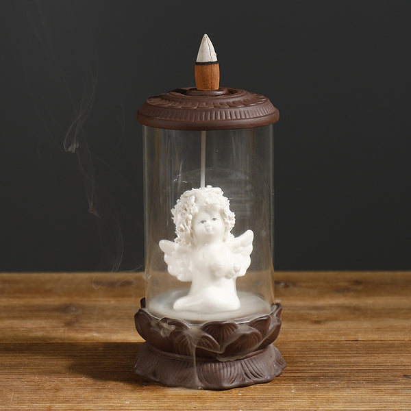 Purple sand backflow aromatherapy stove creative windshield European and American style angel owl backflow stove home ornament - Toy Collection