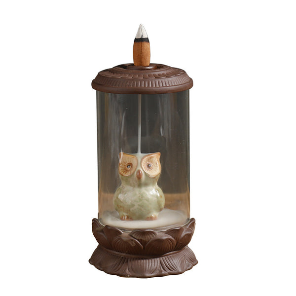 Purple sand backflow aromatherapy stove creative windshield European and American style angel owl backflow stove home ornament - Toy Collection