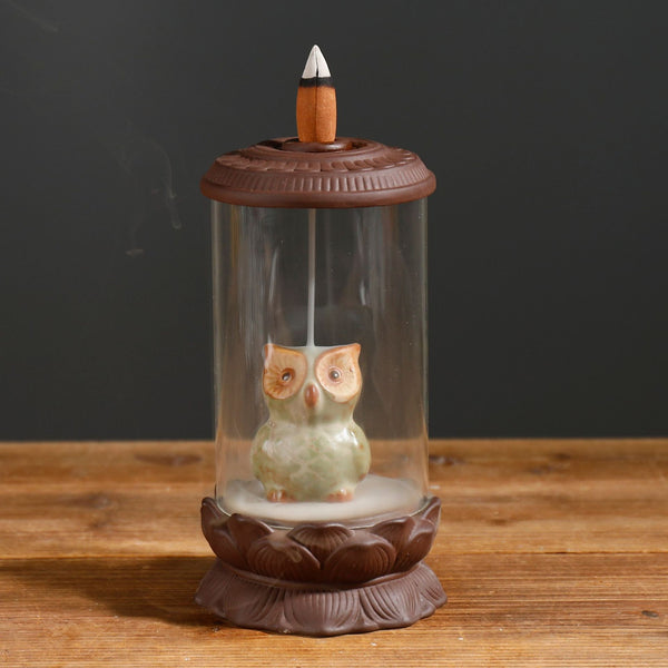Purple sand backflow aromatherapy stove creative windshield European and American style angel owl backflow stove home ornament - Toy Collection