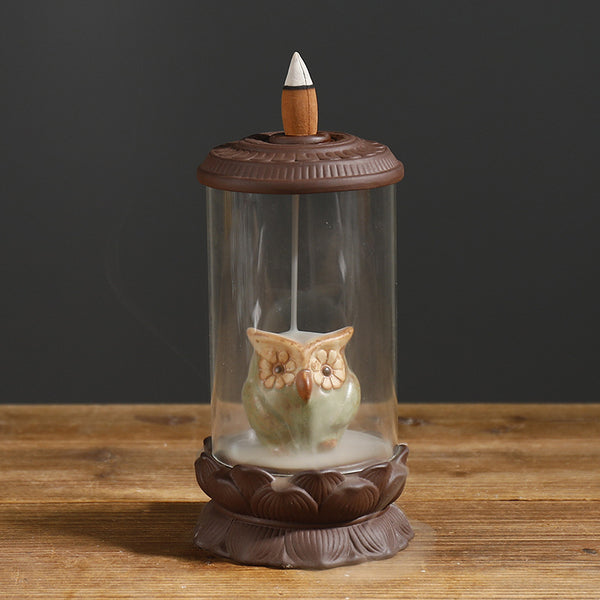 Purple sand backflow aromatherapy stove creative windshield European and American style angel owl backflow stove home ornament - Toy Collection