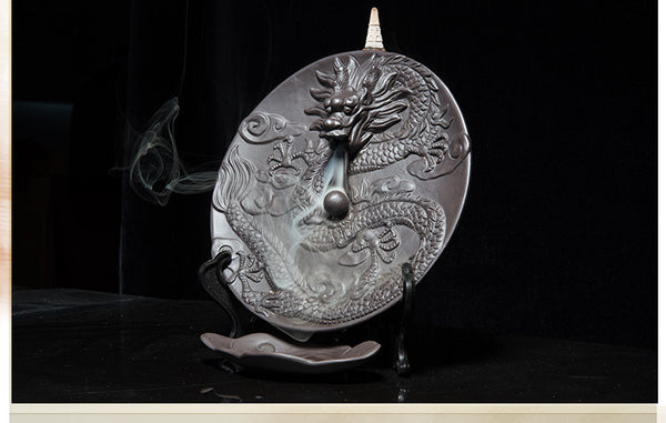 Ceramic incense burner, ceramic aromatherapy burner craft ceramic smoke backflow incense burner stone grinding incense burner original - Toy Collection