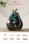 Static dust ceramic ornamental smoke backflow aromatherapy stove creative pear green backflow incense burner home handicraft ornament - Toy Collection
