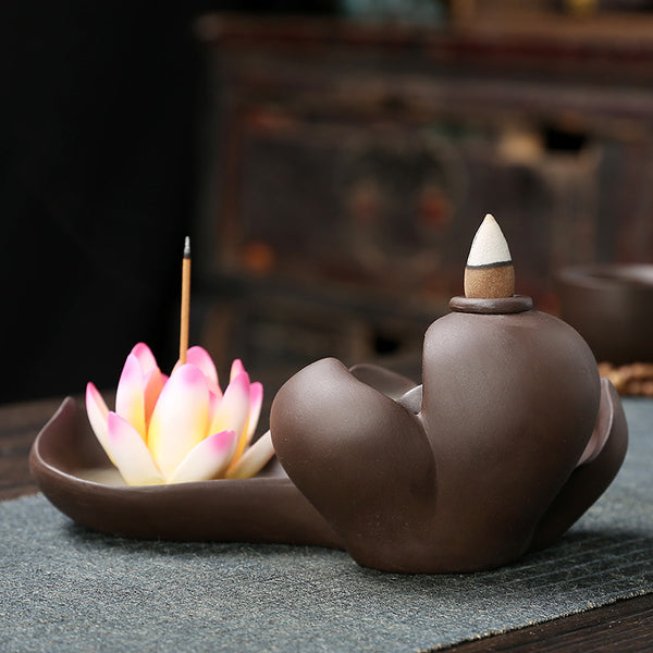 Quiet Purple Sand Backflow Incense Burner Zen Bergamot Sandalwood Burner Household Indoor Aromatherapy Burner Large Incense Road Creative Ornament - Toy Collection