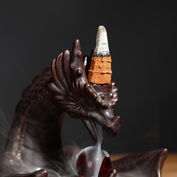 Ceramic smoke backflow aromatherapy burner ornamental incense road, Nordic style pterosaur play beads return incense burner crafts - Toy Collection