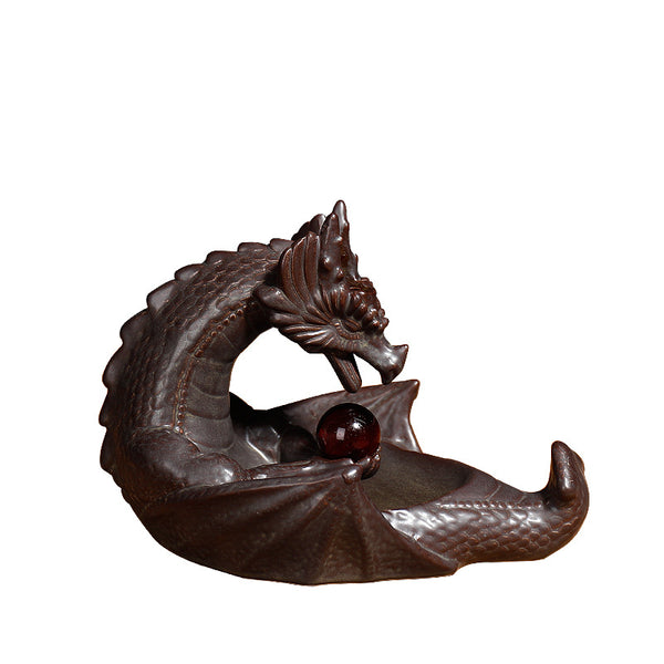 Ceramic smoke backflow aromatherapy burner ornamental incense road, Nordic style pterosaur play beads return incense burner crafts - Toy Collection
