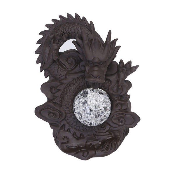 Purple sand backflow aromatherapy burner home jewelry ornament, creative Chinese dragon LED light backflow incense burner original - Toy Collection