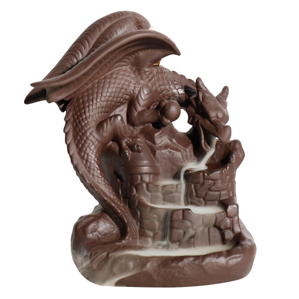 New purple sand backflow aromatherapy burner, creative Nordic style pterosaur bunker smoke backflow incense burner ornament - Toy Collection