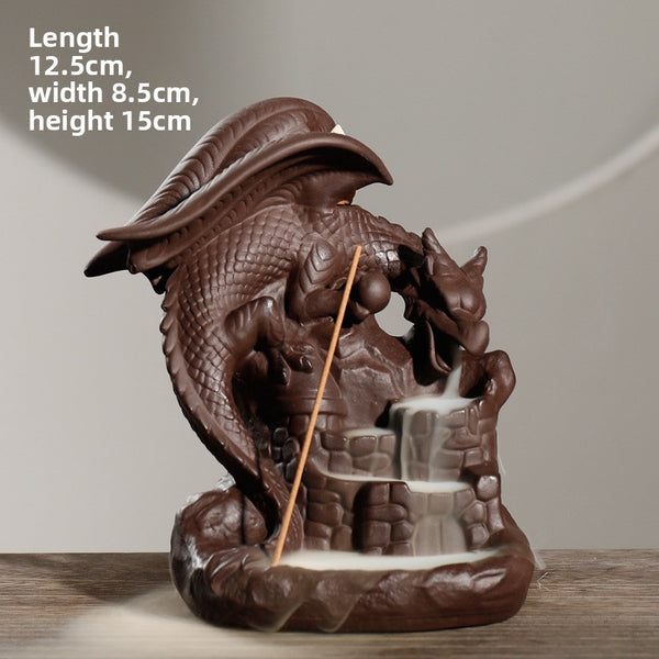 New purple sand backflow aromatherapy burner, creative Nordic style pterosaur bunker smoke backflow incense burner ornament - Toy Collection