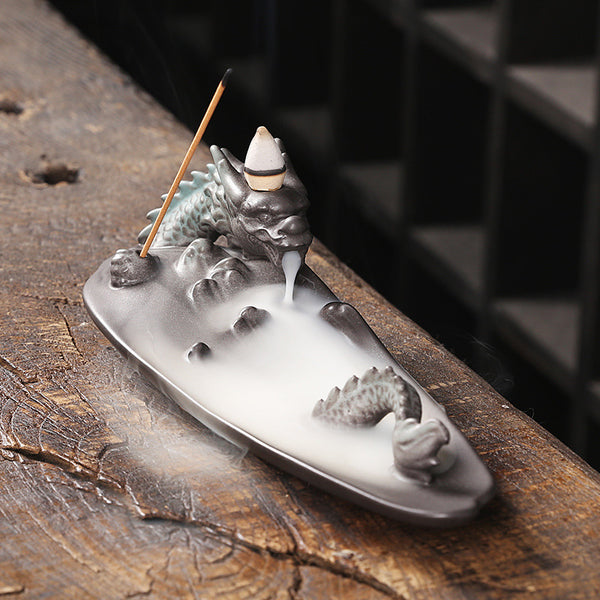 Ceramic aromatherapy sandalwood reflux stove, creative Chinese dragon reflux incense burner incense plug incense holder home ornament - Toy Collection