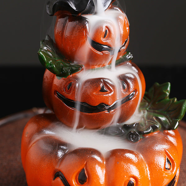 Original resin Halloween pumpkin backflow incense burner, creative European ghost festival backflow aromatherapy burner gift - Toy Collection
