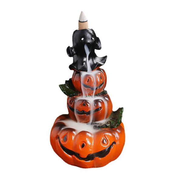 Original resin Halloween pumpkin backflow incense burner, creative European ghost festival backflow aromatherapy burner gift - Toy Collection
