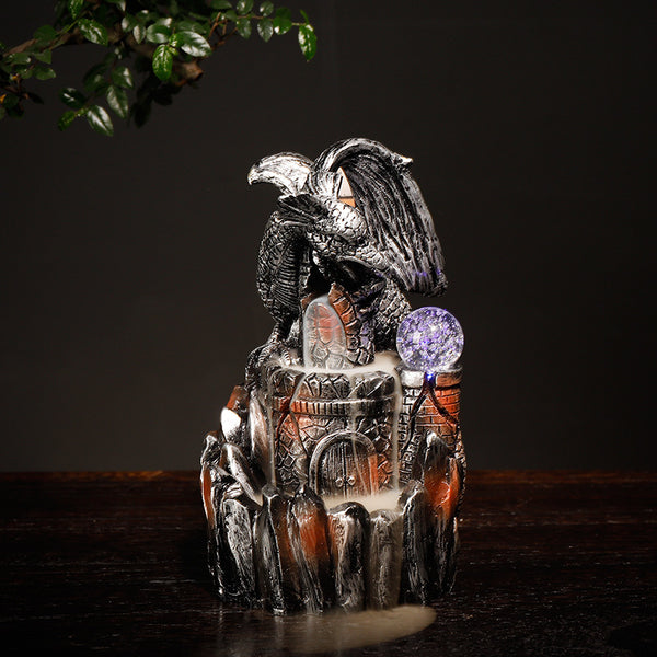 Resin backflow incense burner European style pterosaur LED light backflow smoke aromatherapy burner process ornament - Toy Collection