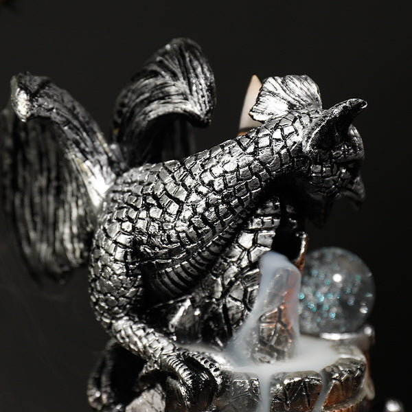 Resin backflow incense burner European style pterosaur LED light backflow smoke aromatherapy burner process ornament - Toy Collection