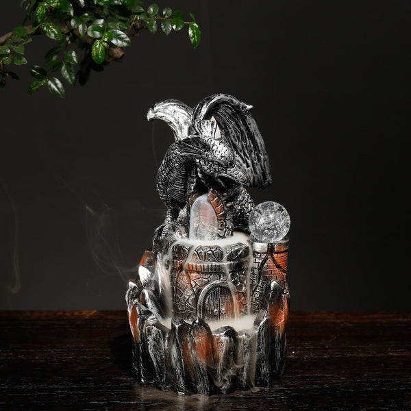 Resin backflow incense burner European style pterosaur LED light backflow smoke aromatherapy burner process ornament - Toy Collection