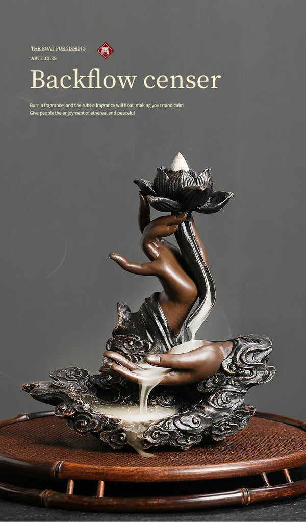 Resin backflow aromatherapy stove jewelry, creative lotus zen bergamot backflow fragrance home handicraft ornament - Toy Collection