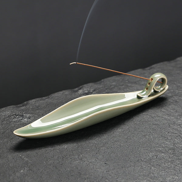 Ceramic interior line fragrant seat incense insert ornament creative celadon tea ceremony antique lying incense burner household crafts - Toy Collection