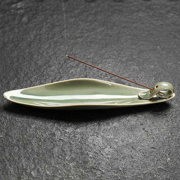Ceramic interior line fragrant seat incense insert ornament creative celadon tea ceremony antique lying incense burner household crafts - Toy Collection