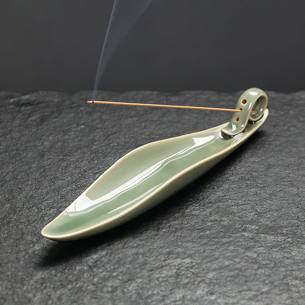 Ceramic interior line fragrant seat incense insert ornament creative celadon tea ceremony antique lying incense burner household crafts - Toy Collection