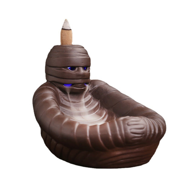 Purple sand, mummy backflow aromatherapy burner, home furnishings, creative skull LED light, backflow incense burner gifts - Toy Collection