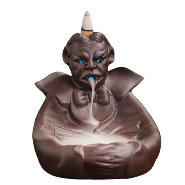 Purple sand, mummy backflow aromatherapy burner, home furnishings, creative skull LED light, backflow incense burner gifts - Toy Collection