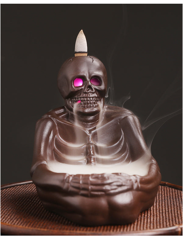 Purple sand, mummy backflow aromatherapy burner, home furnishings, creative skull LED light, backflow incense burner gifts - Toy Collection
