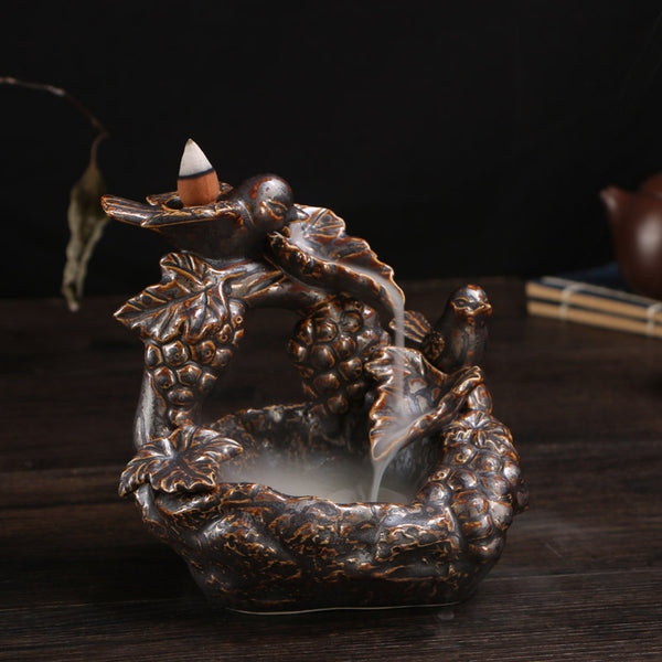 Backflow incense burner, ceramic plate incense incense incense, immediate success antique rust glaze ornament incense burner - Toy Collection